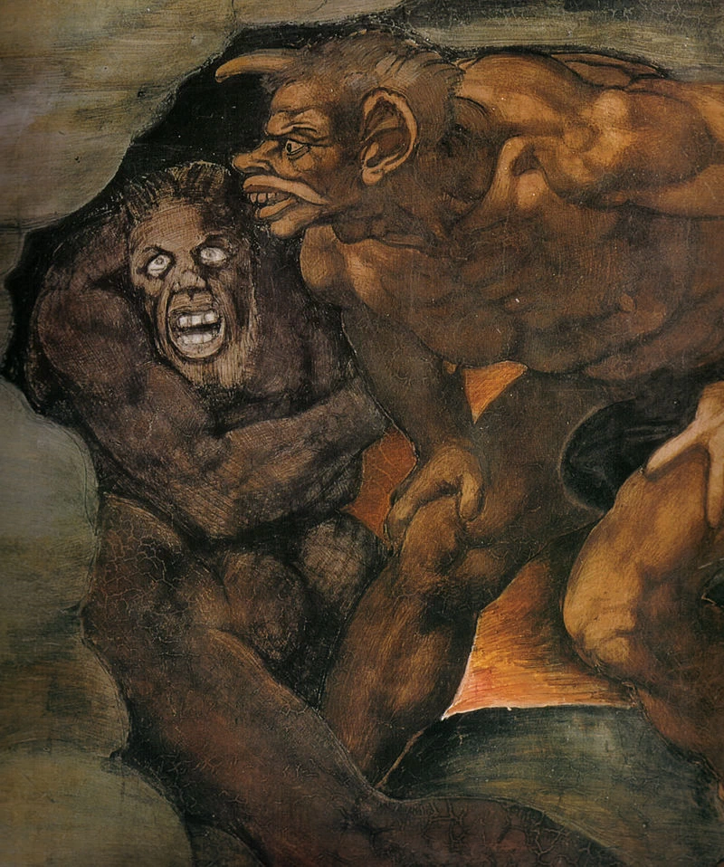 Giudizio Universale - dettaglio, Cappella Sistina